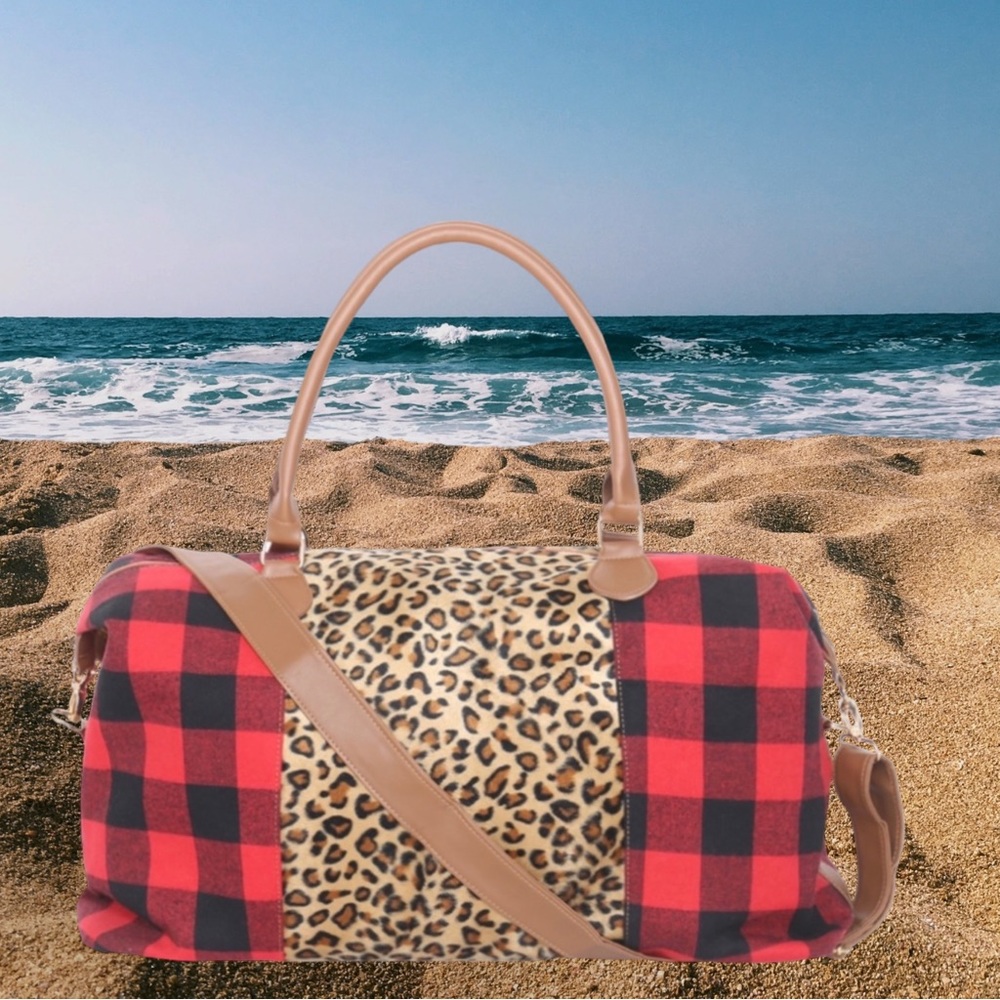 (REDUCED) BUFFALO ANIMAL PRINT DUFFLE BAG